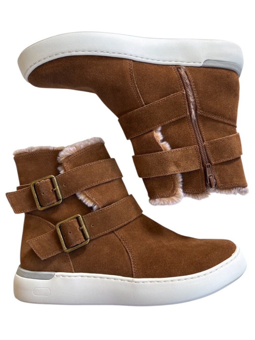 NEW Rockport Leather Elysse Buckle Ankle Boots Brown Size 7 Retail $130.00